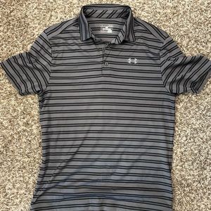 Under Armour Medium Gray and Black Polo